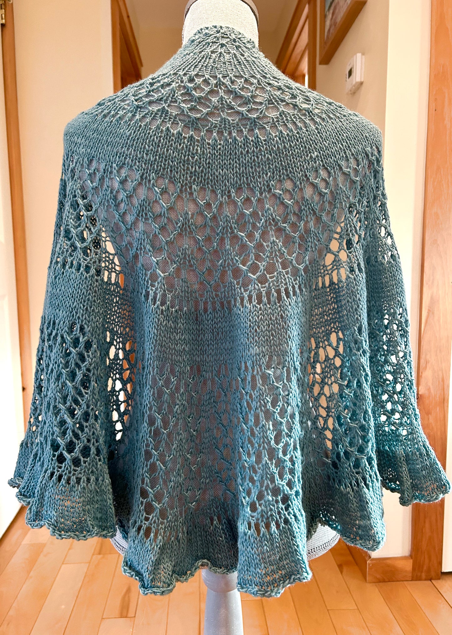 Teal Half Circle Lace Shawl